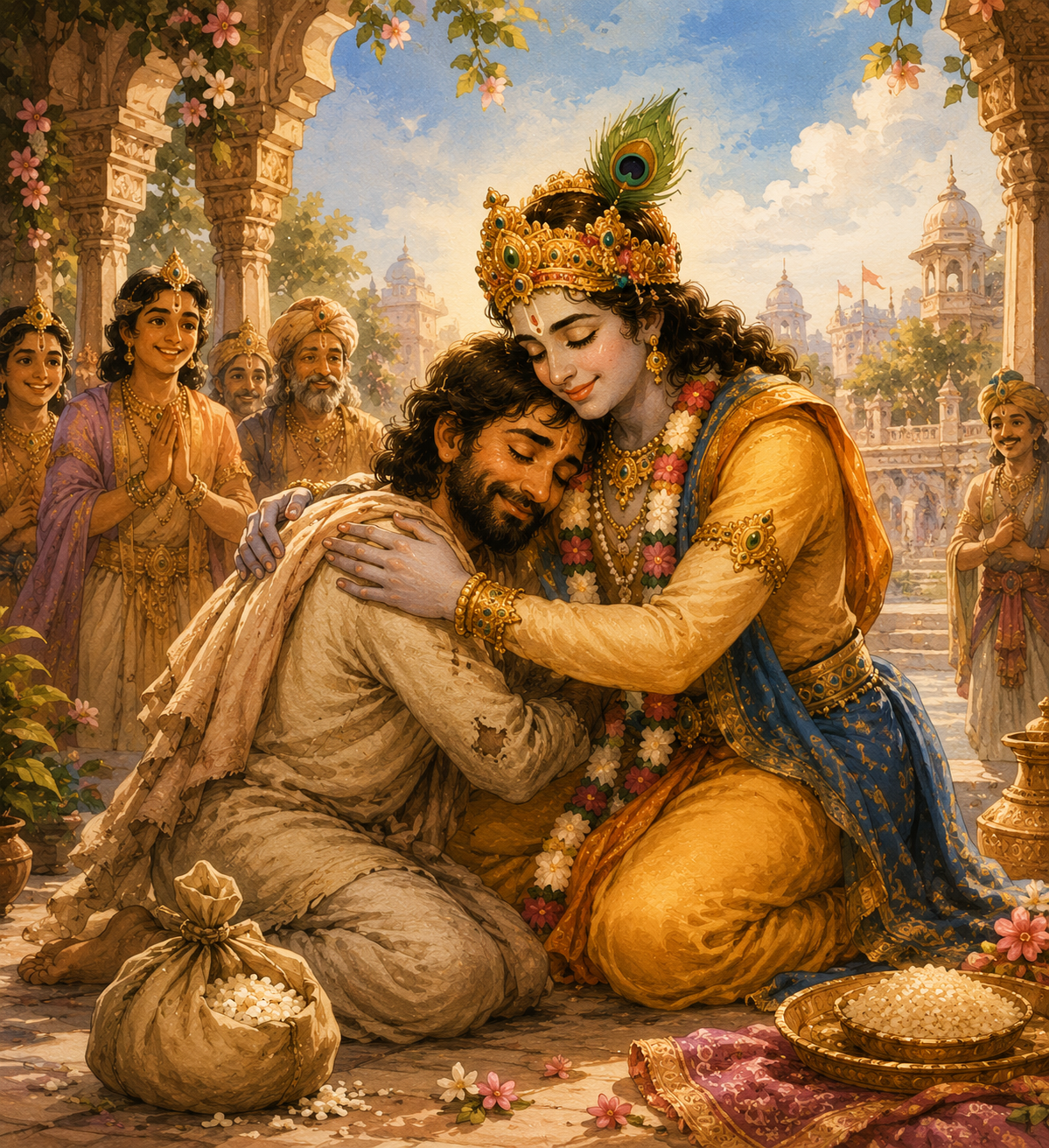 Illustration for Sudama and Krishna’s Eternal Friendship
