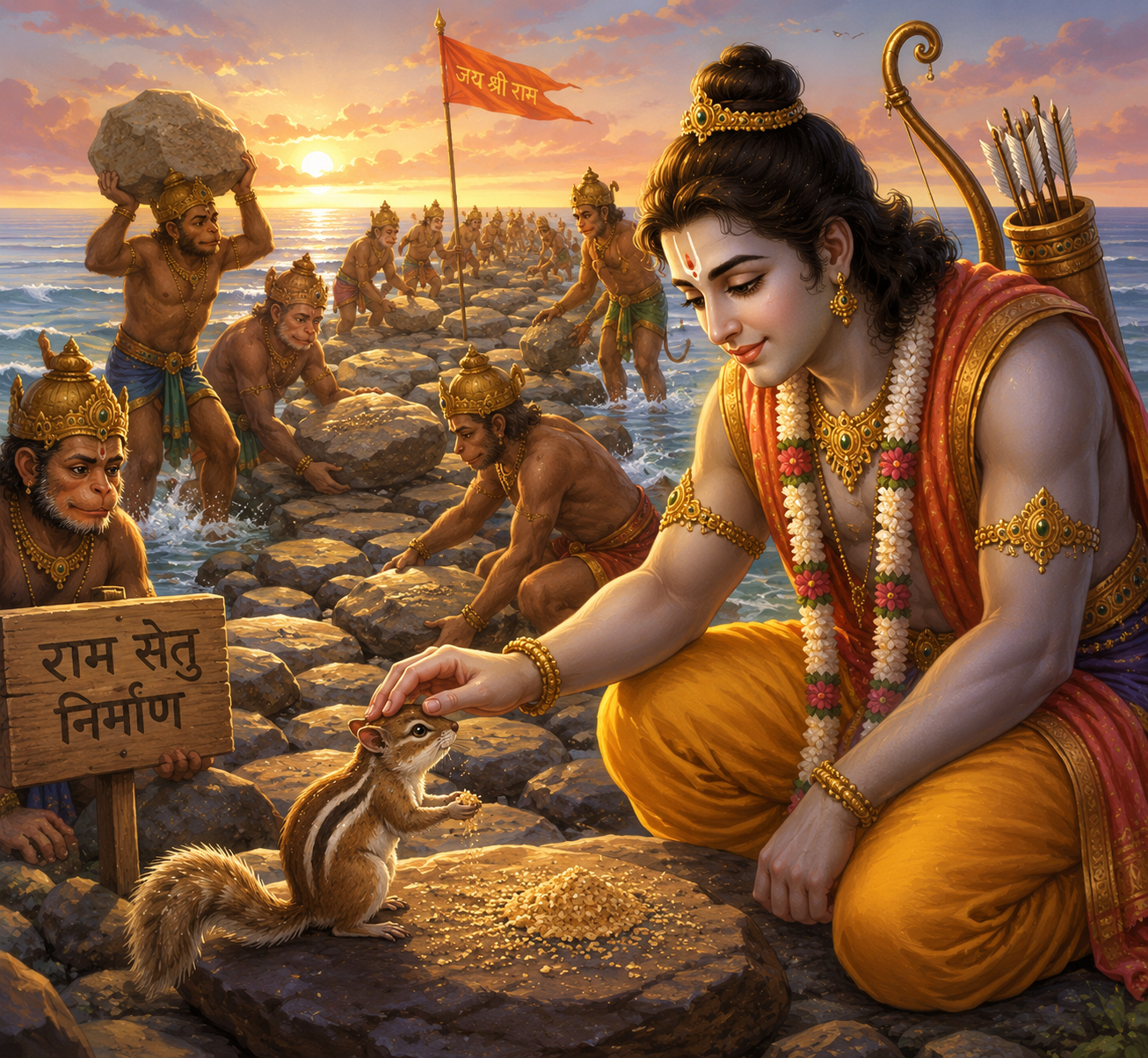 Illustration for The Tiny Squirrel Helping Build Ram Setu